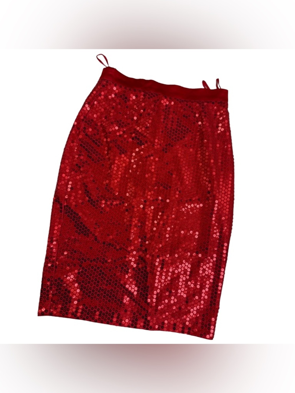 Y2K Escada Red Sequin Pencil Skirt